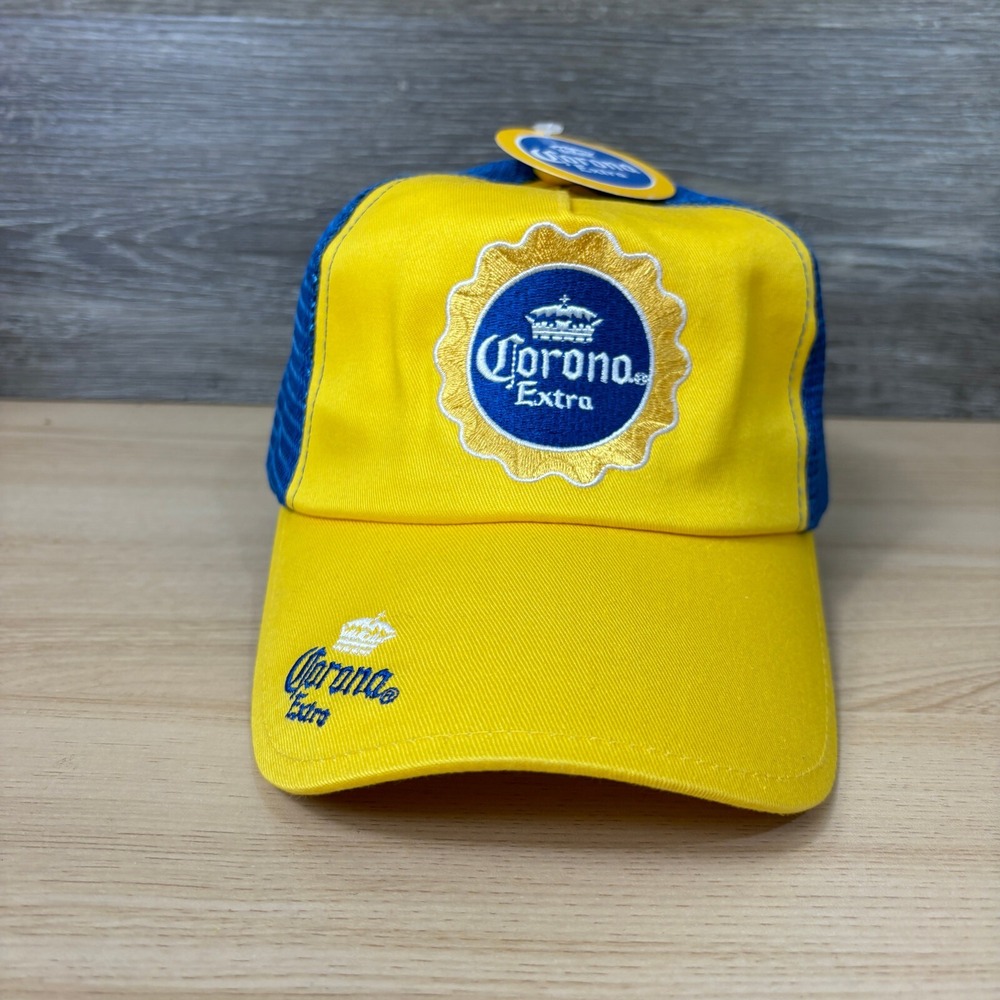 Corona Hat Cap Snapback Yellow Blue Beer Trucker One Size Adjustable NWT